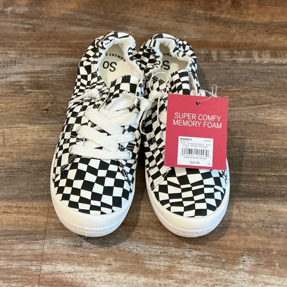 SO Kids Checkered Black and White Sneakers